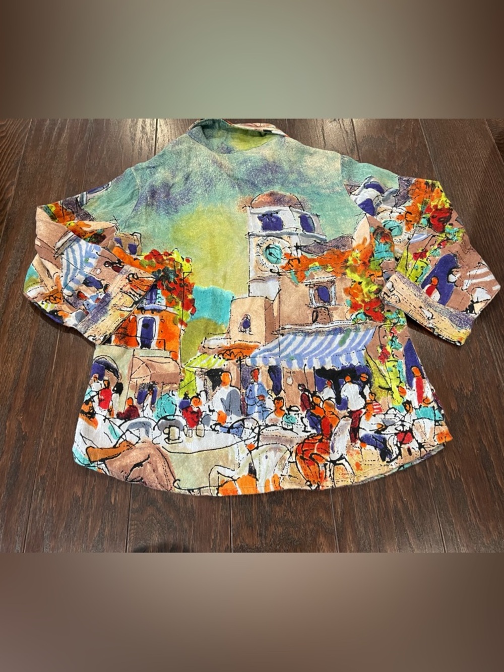 Michael Leu Collection Women Cotton Colorful European Scene Medium - Picture 3 of 6